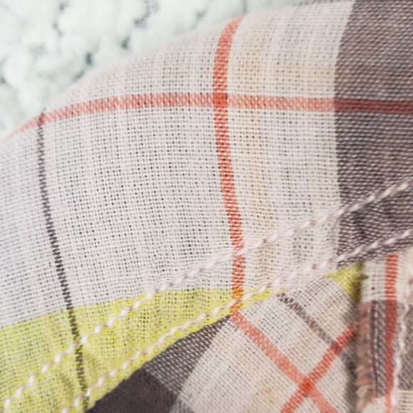 Free People Top Seeking Starlight Plaid Button Down Shirt Pink XS Boho Grunge - Picture 4 of 9